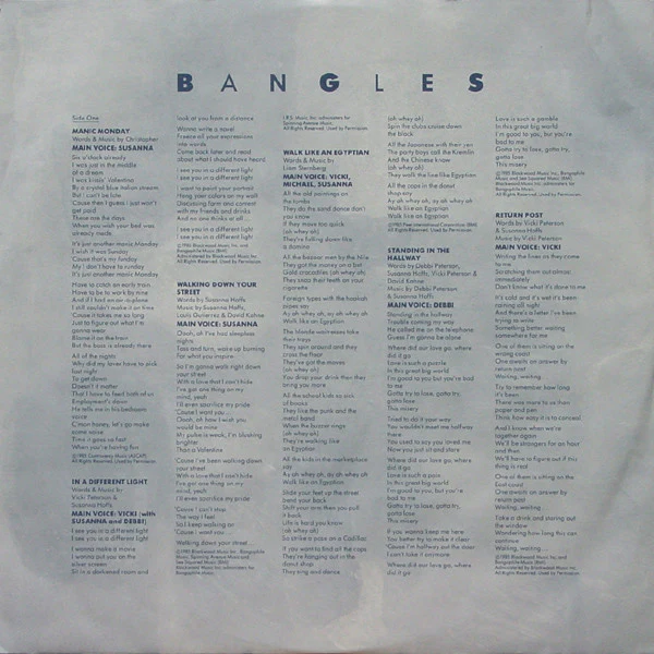 Bangles - Different Light (LP, Album, RE, Car) (Very Good Plus (VG+)) - Image 4