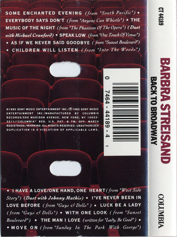 Barbra Streisand - Back To Broadway (Cass, Album) (Very Good (VG)) - Image 2