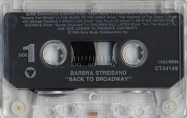 Barbra Streisand - Back To Broadway (Cass, Album) (Very Good (VG)) - Image 3