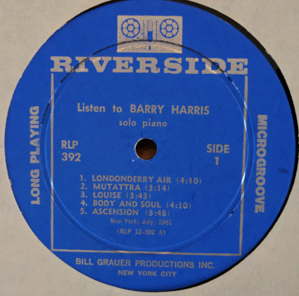 Barry Harris - Listen To Barry Harris . . . Solo Piano (LP, Album, Mono) (Mint (M)) - Image 3