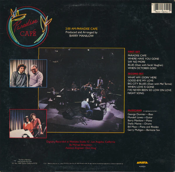 Barry Manilow - 2:00 AM Paradise Cafe (LP, Album) (Near Mint (NM or M-)) - Image 2