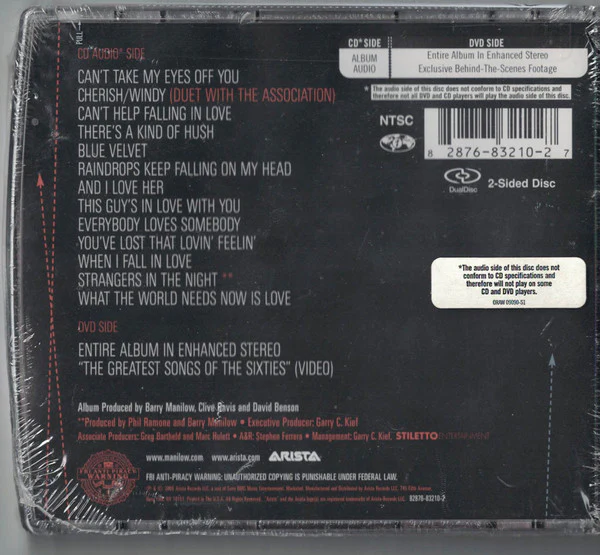 Barry Manilow - The Greatest Songs Of The Sixties (Hybrid, DualDisc, NTSC) (Mint (M)) - Image 2