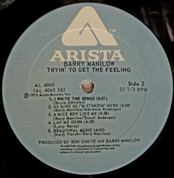 Barry Manilow - Tryin' To Get The Feeling (LP, Album, PRC) (Near Mint (NM or M-)) - Image 4