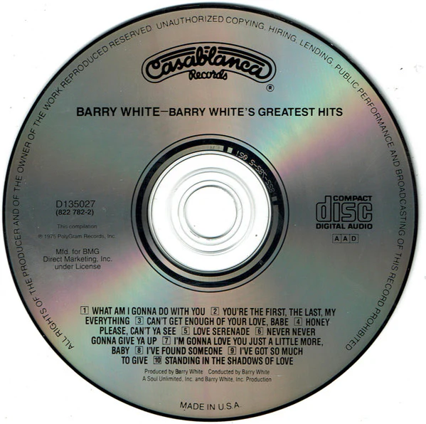 Barry White - Barry White's Greatest Hits (CD, Comp, Club, RE, BMG) (Very Good Plus (VG+)) - Image 3