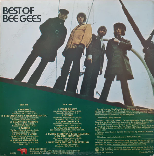 Bee Gees - Best Of Bee Gees (LP, Comp, RE, SP ) (Very Good Plus (VG+)) - Image 2