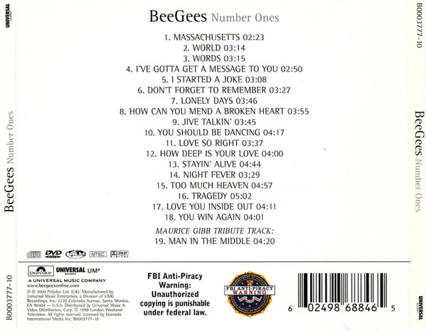 Bee Gees - Number Ones (CD, Comp + DVD, Comp, NTSC) (Very Good Plus (VG+)) - Image 2