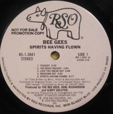 Bee Gees - Spirits Having Flown (LP, Album, Promo) (Very Good (VG)) - Image 2