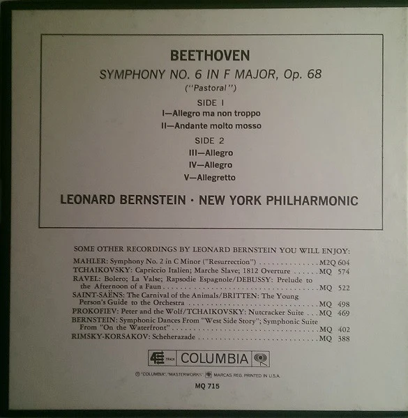 Beethoven* - Leonard Bernstein, New York Philharmonic - Pastoral Symphony (Symphony No. 6 In F Major, Op. 68) (Reel, 4tr Stereo, 7" Reel) (Very Good Plus (VG+)) - Image 3