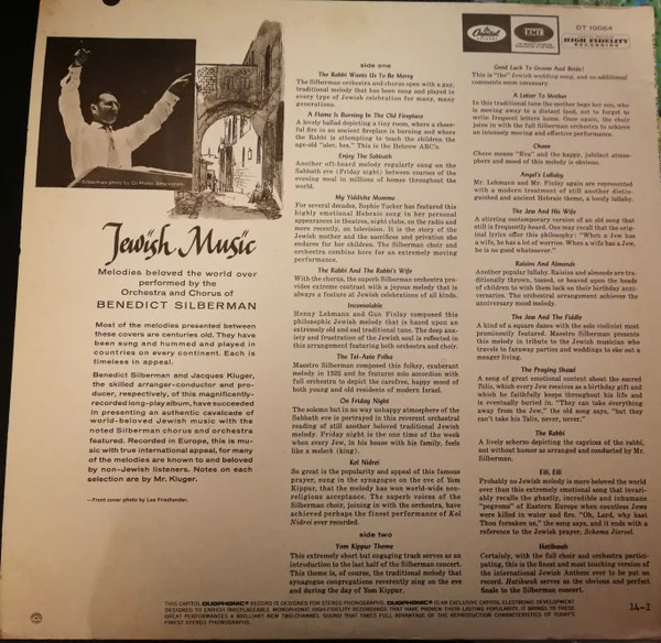 Benedict Silberman His Chorus & Orchestra - Jewish Music (LP) (Very Good Plus (VG+)) - Image 2