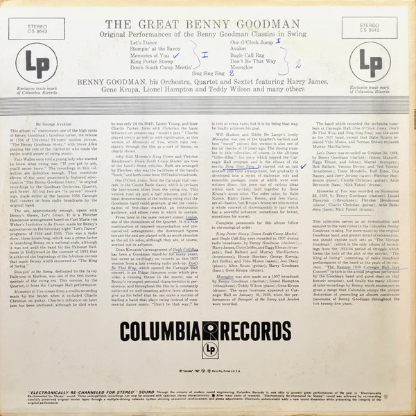 Benny Goodman, His Orchestra*, Quartet* And Sextet* - The Great Benny Goodman (LP, Comp) (Very Good Plus (VG+)) - Image 2