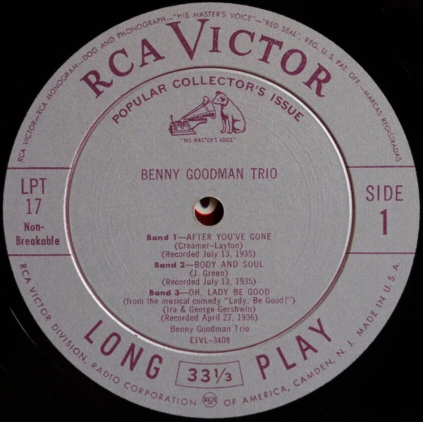 Benny Goodman Trio - Benny Goodman Trio (A Treasury Of Immortal Performances) (10", Comp) (Very Good (VG)) - Image 3