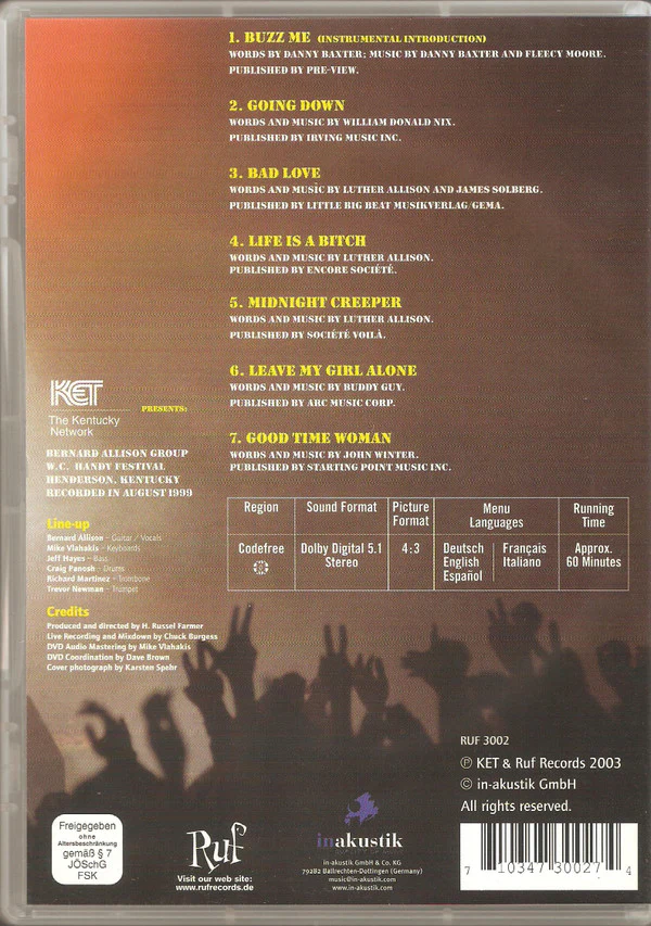 Bernard Allison - Kentucky Fried Blues (DVD-V, Album) (Near Mint (NM or M-)) - Image 2