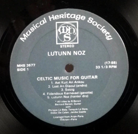 Bernard Benoit - Lutunn Noz: Celtic Music For Guitar (LP, Album) (Very Good (VG)) - Image 4