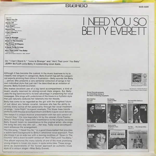 Betty Everett - I Need You So (LP, Comp) (Very Good Plus (VG+)) - Image 2
