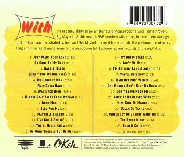 Big Maybelle - The Complete OKeh Sessions 1952-'55 (CD, Comp, Mono, RE) (Near Mint (NM or M-)) - Image 2