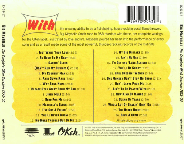 Big Maybelle - The Complete OKeh Sessions 1952-'55 (CD, Comp, Mono, RE) (Near Mint (NM or M-)) - Image 3