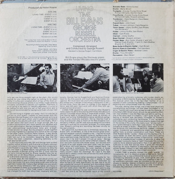 Bill Evans / George Russell Orchestra - Living Time (LP, Album, Pit) (Very Good Plus (VG+)) - Image 2