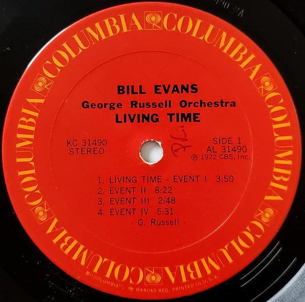 Bill Evans / George Russell Orchestra - Living Time (LP, Album, Pit) (Very Good Plus (VG+)) - Image 3