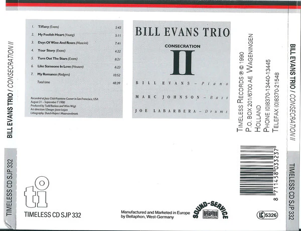 Bill Evans Trio* - Consecration II (CD, Album) (Near Mint (NM or M-)) - Image 2