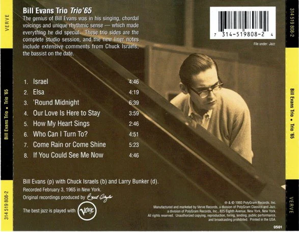 The Bill Evans Trio - Trio '65 (CD, Album, RE) (Near Mint (NM or M-)) - Image 2