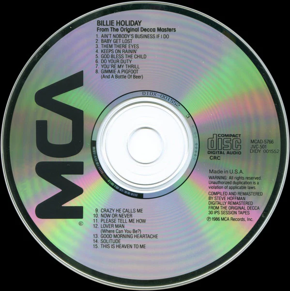 Billie Holiday - From The Original Decca Masters (CD, Comp, Club, RE, RM) (Near Mint (NM or M-)) - Image 3