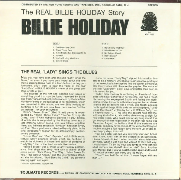Billie Holiday - The Real "Lady Day" Sings The Blues (LP, Comp) (Very Good Plus (VG+)) - Image 2