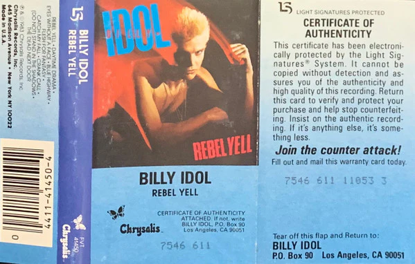 Billy Idol - Rebel Yell (Cass, Album, Num, LS ) (Very Good Plus (VG+))