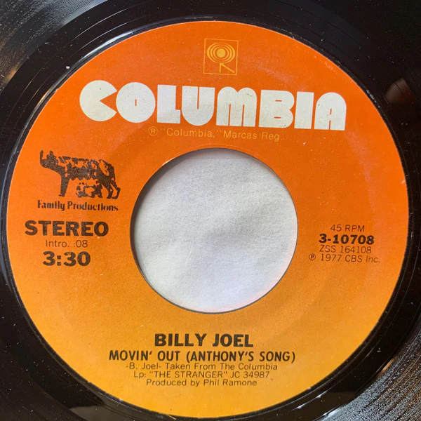 Billy Joel - Movin' Out (Anthony's Song) (7", Single, Styrene, San) (Very Good Plus (VG+))