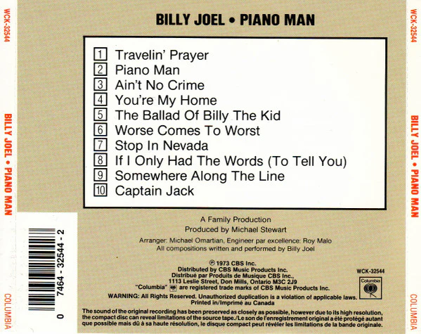 Billy Joel - Piano Man (CD, Album) (Very Good Plus (VG+)) - Image 2