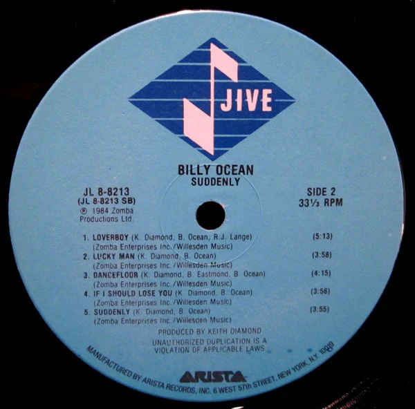 Billy Ocean - Suddenly (LP, Album, Ind) (Near Mint (NM or M-)) - Image 4