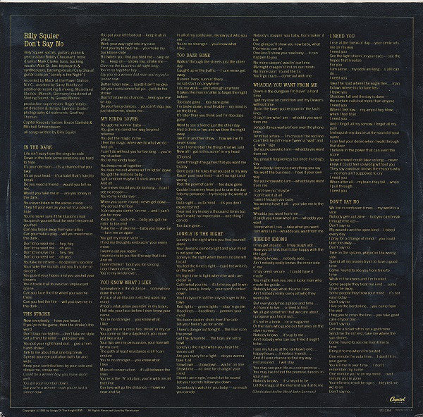 Billy Squier - Don't Say No (LP, Album, Jac) (Very Good Plus (VG+)) - Image 4