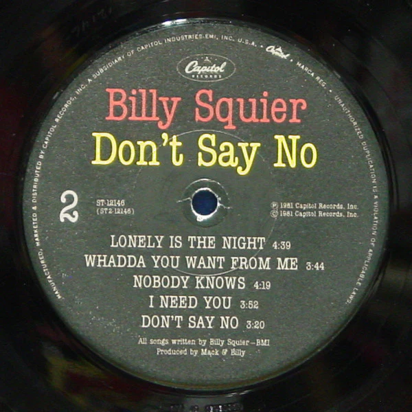Billy Squier - Don't Say No (LP, Album, Win) (Near Mint (NM or M-)) - Image 4