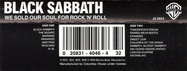 Black Sabbath - We Sold Our Soul For Rock 'N' Roll (Cass, Comp, Club) (Very Good Plus (VG+)) - Image 2