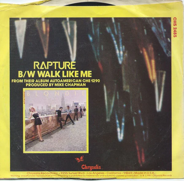 Blondie - Rapture (7", Single) (Very Good (VG)) - Image 2