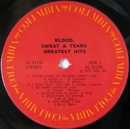 Blood, Sweat And Tears - Blood, Sweat & Tears Greatest Hits (LP, Comp, Pit) (Very Good Plus (VG+)) - Image 3
