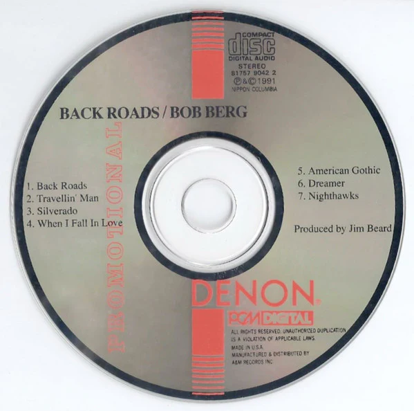 Bob Berg - Back Roads (CD, Album, Promo) (Very Good Plus (VG+)) - Image 3