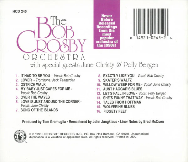 Bob Crosby And His Orchestra With June Christy & Polly Bergen - The Bob Crosby Orchestra With Guests June Christy & Polly Bergen (CD, Comp, RM) (Near Mint (NM or M-)) - Image 4
