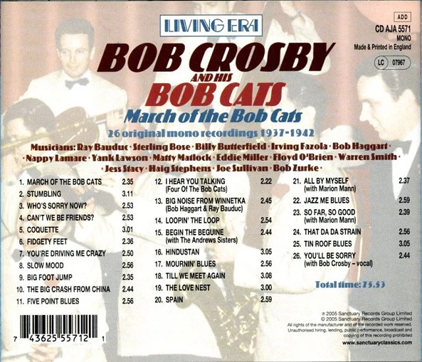 Bob Crosby And The Bob Cats - March Of The Bobcats (CD, Comp) (Near Mint (NM or M-)) - Image 2