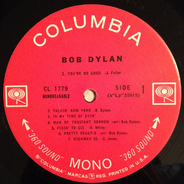 Bob Dylan - Bob Dylan (LP, Album, Mono, RP, Scr) (Very Good (VG)) - Image 3