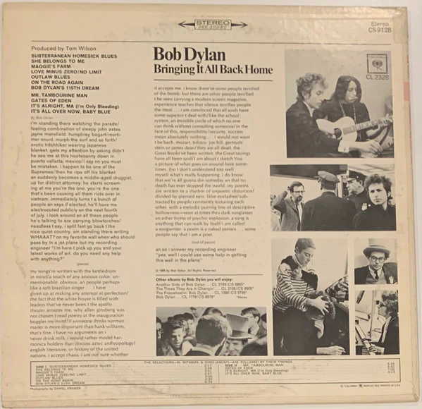 Bob Dylan - Bringing It All Back Home (LP, Album, RE, Ter) (Near Mint (NM or M-)) - Image 2