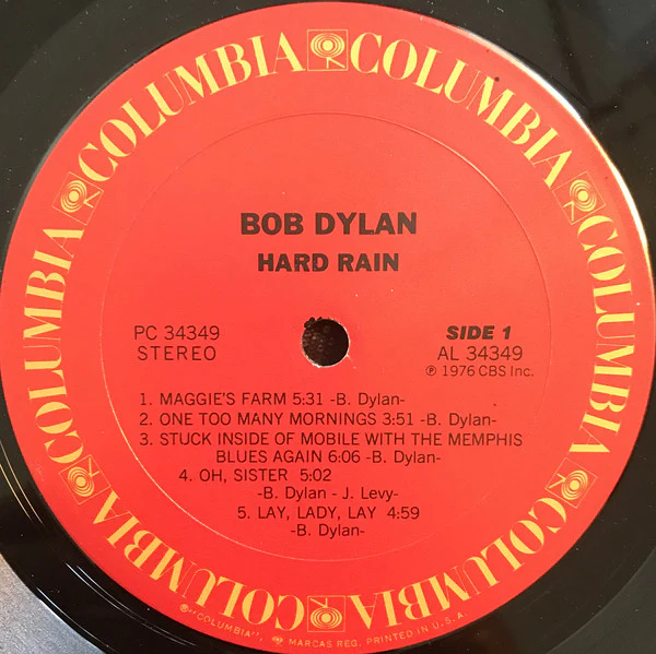 Bob Dylan - Hard Rain (LP, Album, Pit) (Very Good Plus (VG+)) - Image 3