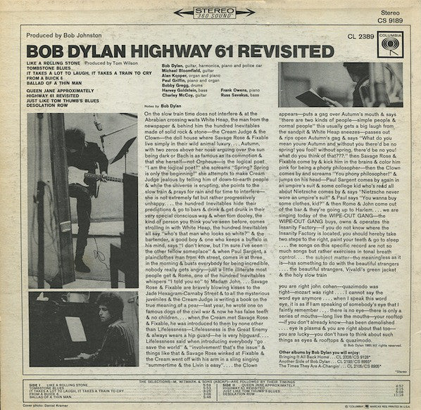 Bob Dylan - Highway 61 Revisited (LP, Album, RE) (Very Good (VG)) - Image 2