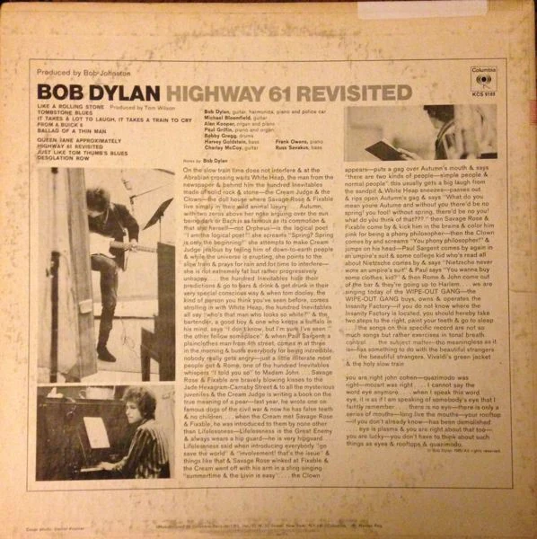 Bob Dylan - Highway 61 Revisited (LP, Album, RE) (Very Good (VG)) - Image 2