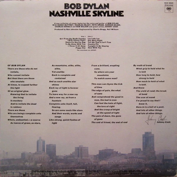 Bob Dylan - Nashville Skyline (LP, Album, Pit) (Very Good Plus (VG+)) - Image 2