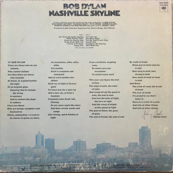 Bob Dylan - Nashville Skyline (LP, Album, San) (Very Good (VG)) - Image 2