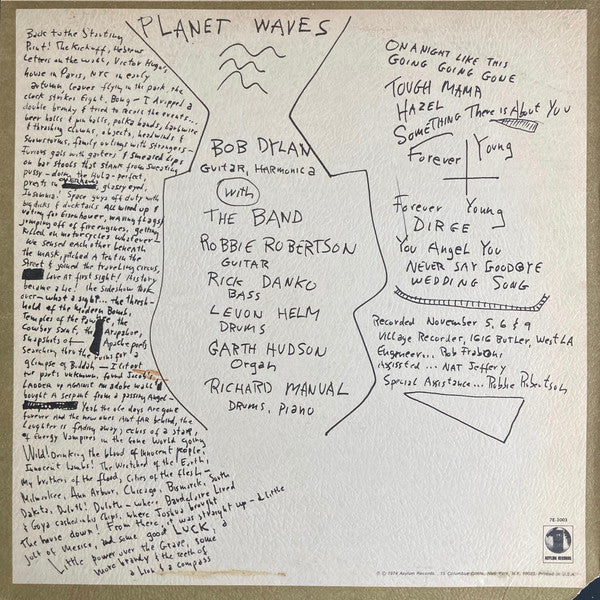 Bob Dylan - Planet Waves (LP, Album, Tex) (Very Good (VG)) - Image 2