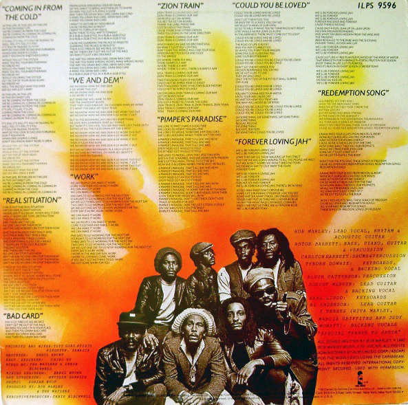 Bob Marley & The Wailers - Uprising (LP, Album, Win) (Very Good Plus (VG+)) - Image 2
