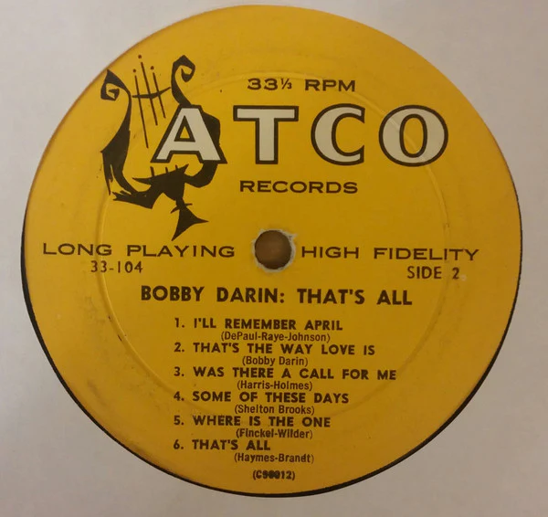 Bobby Darin - That's All (LP, Album, Mono) (Good Plus (G+)) - Image 4