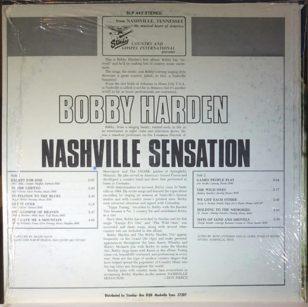 Bobby Harden - Nashville Sensation (LP, Album) (Very Good Plus (VG+)) - Image 2