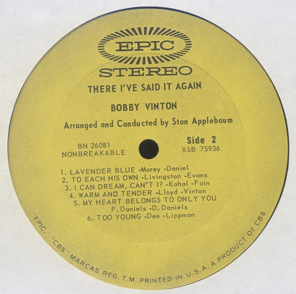 Bobby Vinton - There! I've Said It Again (LP, Album, Pit) (Very Good (VG)) - Image 3